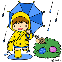 雨の中の楽しげな子供イメージ